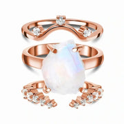 Trio Éclatant de Bagues en Pierre de Lune Brute | Bijoux Chakra