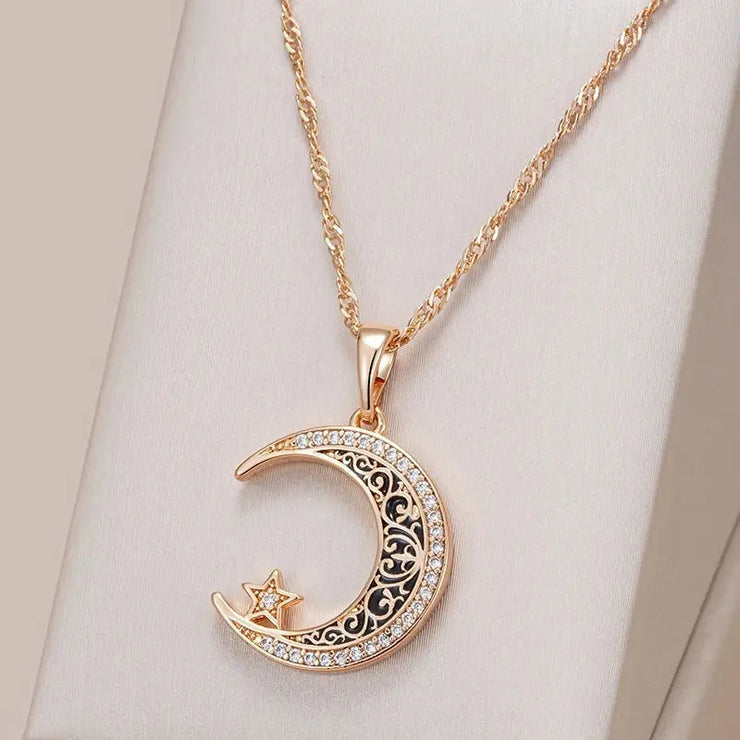 Collier Éclatant Lune & Étoile "Mille Feux" | Bijoux Chakra
