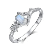 Bague Éblouissante en Argent avec Pierre de Lune "Rose du Vent" | Bijoux Chakra