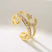 Bague Or Jaune Éclat Lunaire ''Élégance Éternelle'' | Bijoux Chakra