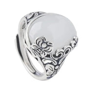 Bague Éblouissante en Pierre de Lune avec Cabochon Ovale "Œil de Chat" | Bijoux Chakra