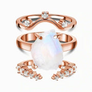 Trio Éclatant de Bagues en Pierre de Lune Brute | Bijoux Chakra