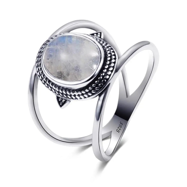 Bague élégante en argent ornée de Pierre de Lune "Espoir" | Bijoux Chakra