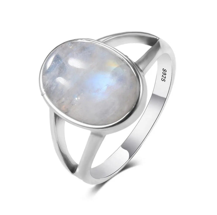 Anneau Iris Éclatant avec Pierre de Lune Arc-en-Ciel | Bijoux Chakra