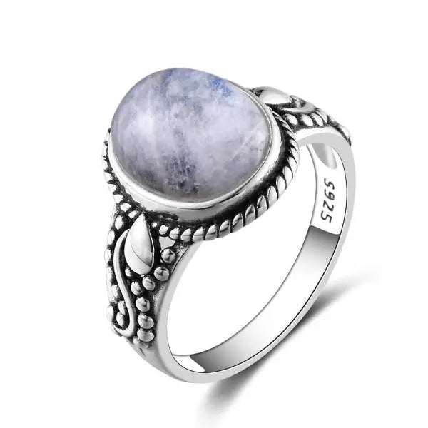 Anneau en Argent avec Pierre de Lune "Espoir Enchanté" | Bijoux Chakra