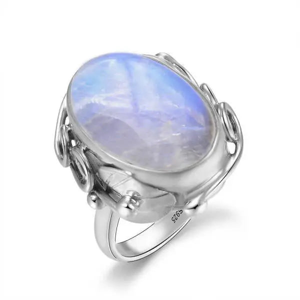 Bague en Argent avec Pierre de Lune "Éclat de Sérénité" | Bijoux Chakra