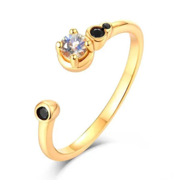 Anneau en Or Jaune avec Pierre de Lune "Éclat d'Onyx" | Bijoux Chakra