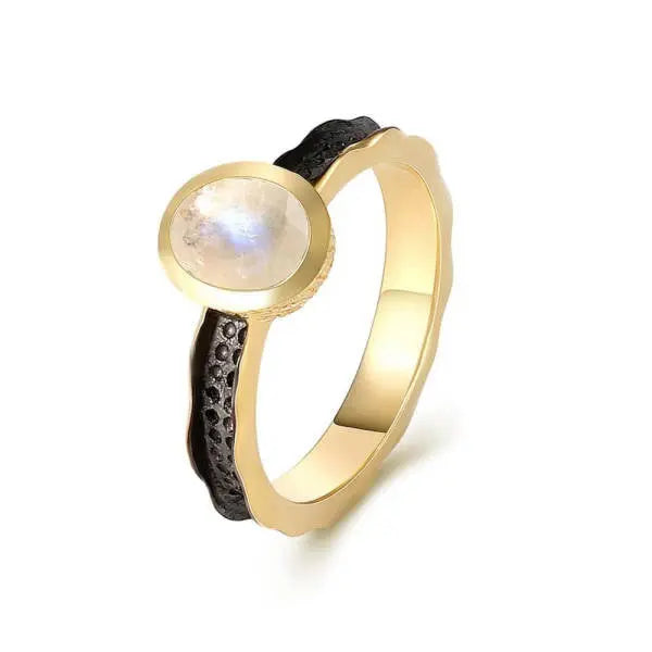Anneau "Esprit Infini" en Pierre de Lune et Or Jaune 14k Plaqué | Bijoux Chakra