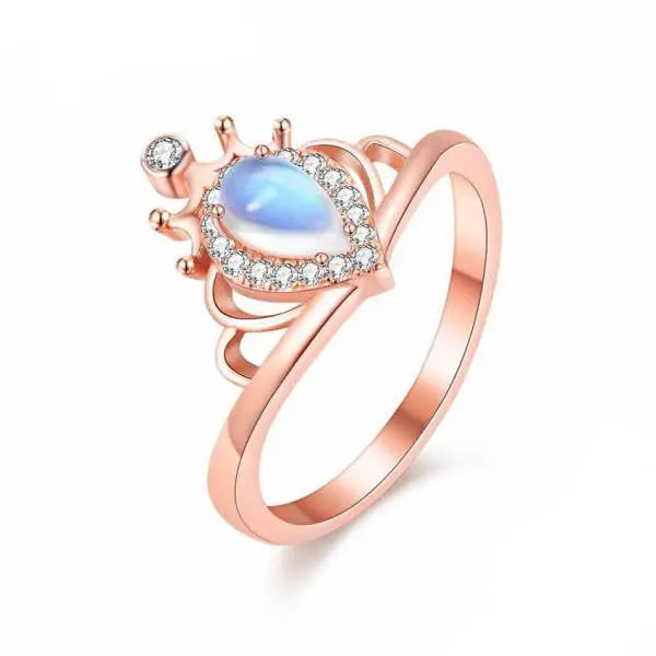 Anneau en Pierre de Lune, Éclat Doré Rosé - Modèle "Corail" | Bijoux Chakra