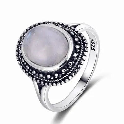Anneau Raffiné en Argent 925 Incrusté de Pierre de Lune "Belle" | Bijoux Chakra