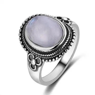 Bague Éclatante en Argent avec Pierre de Lune "Astre" | Bijoux Chakra