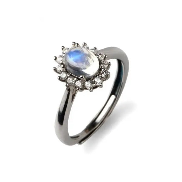 Anneau en argent féminin avec Pierre de Lune "Divination" | Bijoux Chakra