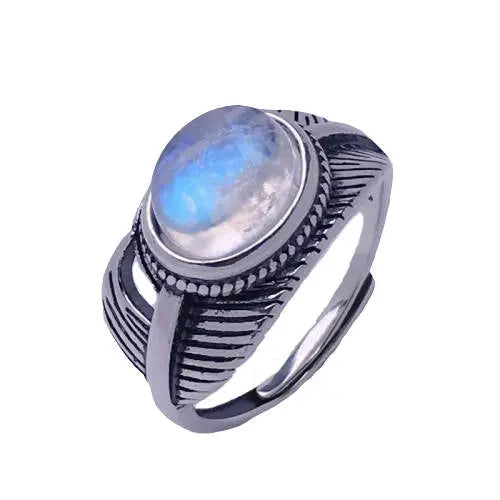 Bague envoûtante avec cabochon de Pierre de Lune "Angélique" | Bijoux Chakra