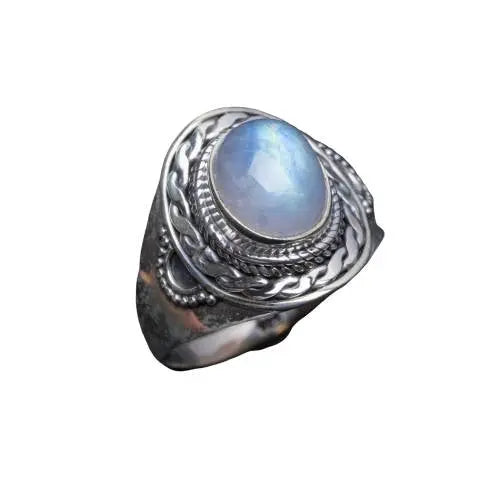 Bague chaîne éblouissante en Pierre de Lune "Despina" | Bijoux Chakra
