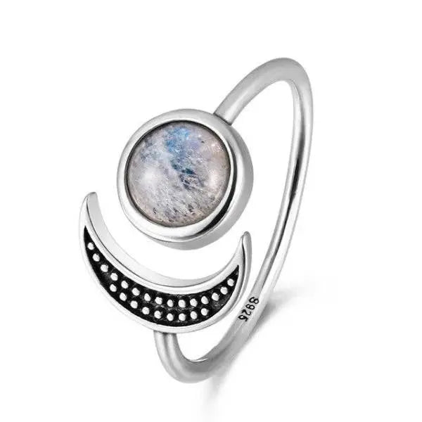 Bague Ajustable en Argent "Diane" avec Éclatante Pierre de Lune | Bijoux Chakra