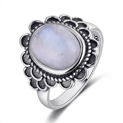 Anneau Apaisant en Argent avec Pierre de Lune | Bijoux Chakra