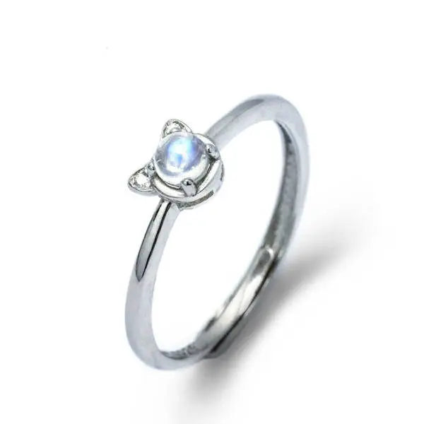 Anneau "Cosmos" en Argent avec Éclatante Pierre de Lune | Bijoux Chakra