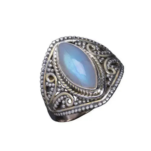 Anneau gothique envoûtant avec Pierre de Lune "Léda" | Bijoux Chakra