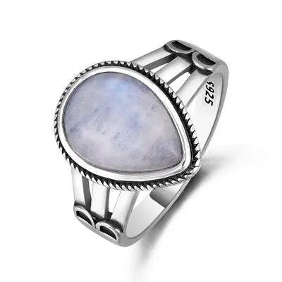 Bague "Rosée du Matin" en Pierre de Lune Goutte | Bijoux Chakra