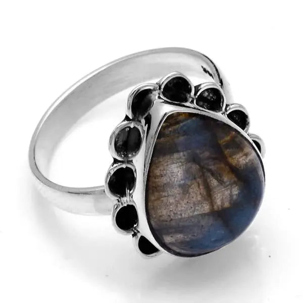 Bague Épurée en Pierre de Lune Noire pour la Guérison "Pureté" | Bijoux Chakra