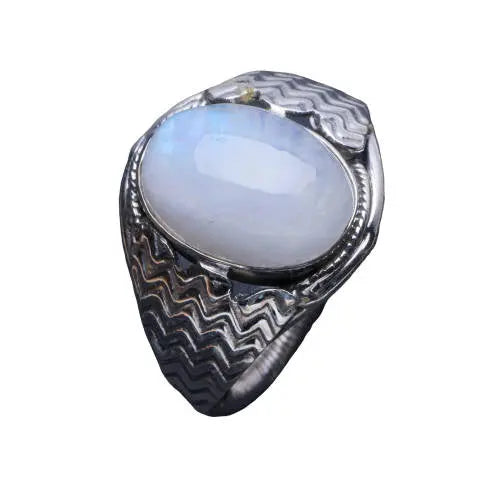Anneau masculin en argent avec Pierre de Lune "Hydra" | Bijoux Chakra