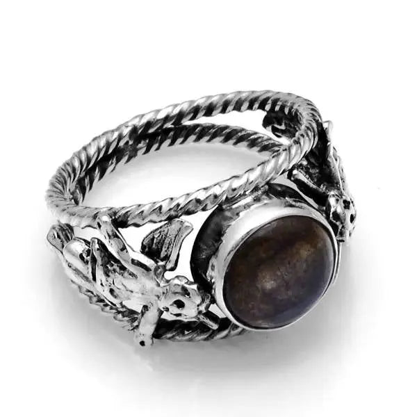 Anneau Ébène Pierre de Lune "Pluton" | Bijoux Chakra
