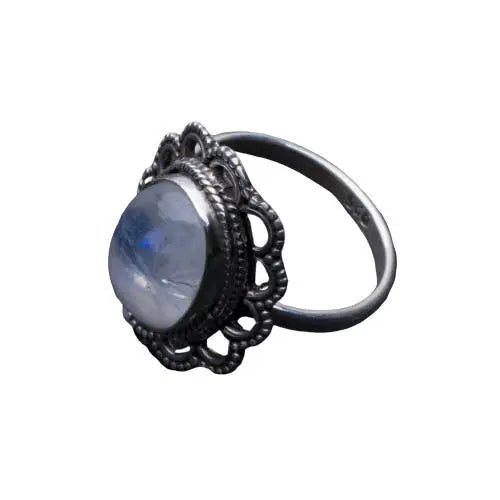 Bague Éthérée en Pierre de Lune Bleutée "Himalia" | Bijoux Chakra