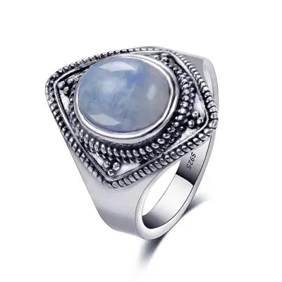 Bague en Argent avec Pierre de Lune "Éclat de Fertilité" | Bijoux Chakra