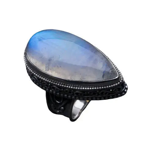 Bague Rétro Cabochon Pierre de Lune "Afrodita" | Bijoux Chakra