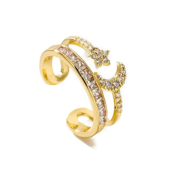 Bague Or Jaune Éclat Lunaire ''Élégance Éternelle'' | Bijoux Chakra