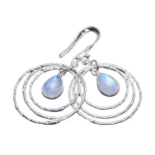 Boucles d'Oreilles en Argent et Pierre de Lune "Cercles Bienfaisants" | Bijoux Chakra