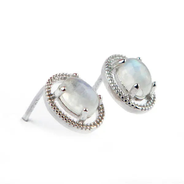 Boucles d'Oreilles Argentées avec Pierre de Lune "Eveillées" | Bijoux Chakra