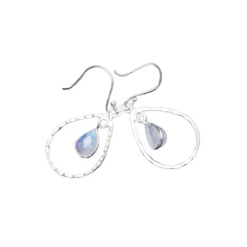 Boucles d'Oreilles Raffinées en Argent Ornées de Pierre de Lune | Bijoux Chakra