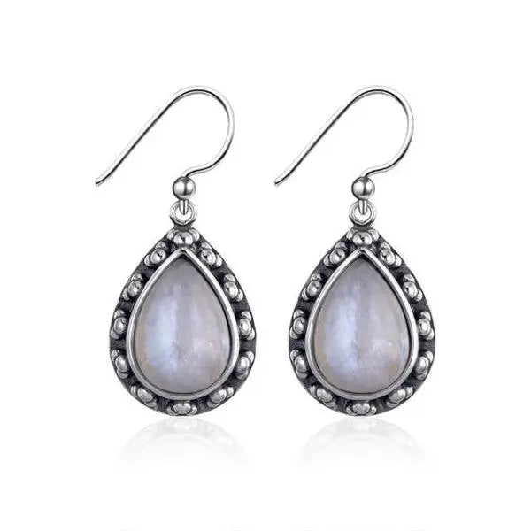 Boucles d'Oreilles Argent et Pierre de Lune "Nomades" | Bijoux Chakra