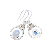 Boucles d'Oreilles Pendantes en Argent avec Éclatante Pierre de Lune "Pralines" | Bijoux Chakra