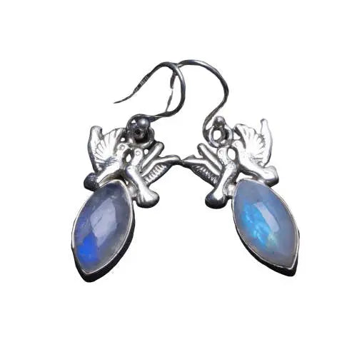 Créoles Élégantes en Pierre de Lune "Plumes" | Bijoux Chakra