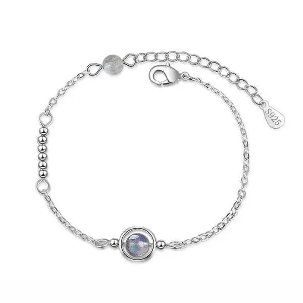 Bracelet Éclatant en Argent Sterling avec Pierre de Lune Argentée "Reflet" | Bijoux Chakra