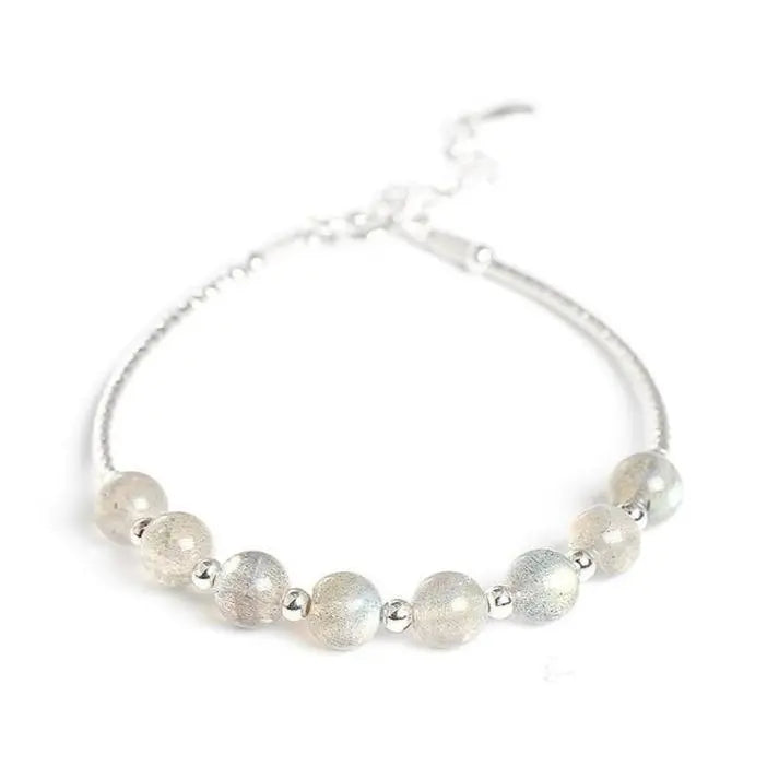Bracelet "Félicité" en Argent Orné de Pierre de Lune Envoûtante | Bijoux Chakra