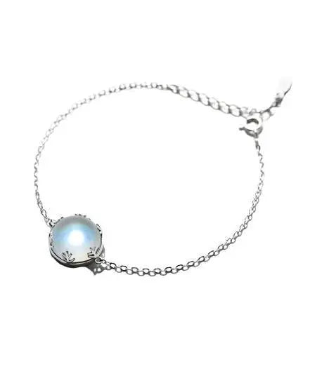 Bracelet en Argent "Aurore" avec Éclatante Pierre de Lune | Bijoux Chakra