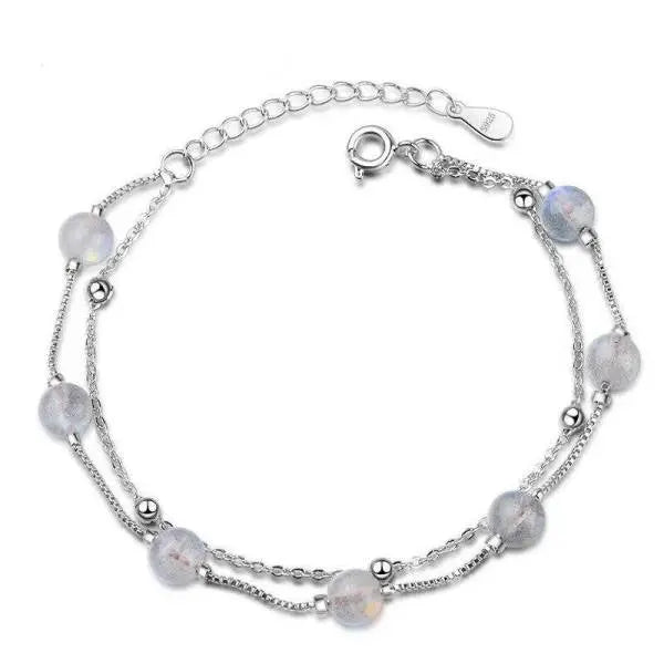 Bracelet "Aphroditos" en argent avec sphères de Pierre de Lune | Bijoux Chakra