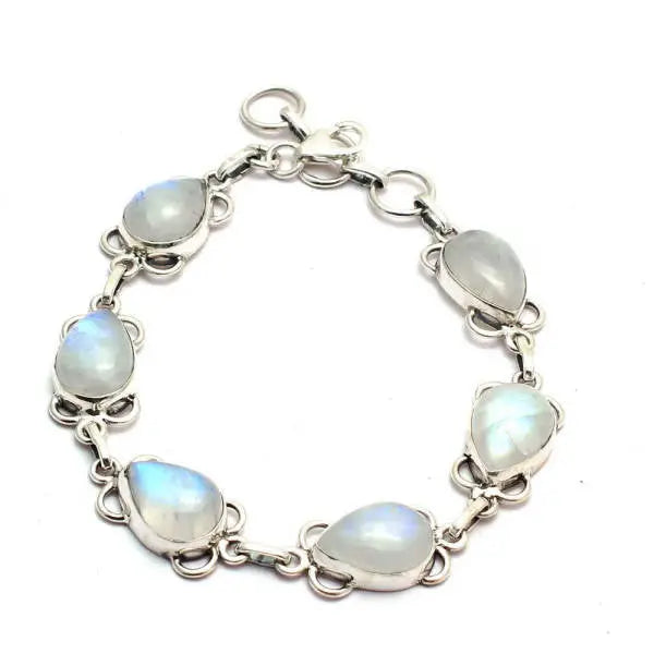 Bracelet Éclatant en Argent avec Pierre de Lune "Nébuleuse" | Bijoux Chakra