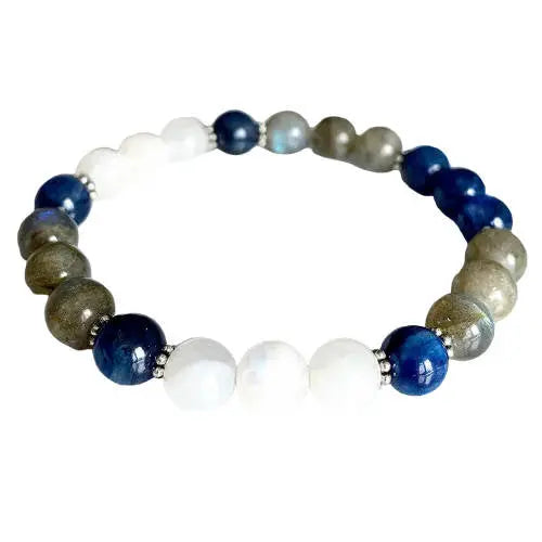Bracelet Éclatant en Perles de Pierre de Lune, Labradorite et Kyanite | Bijoux Chakra