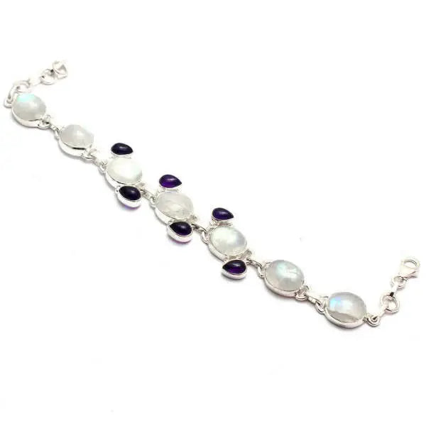 Bracelet Envoûtant en Pierre de Lune et Améthyste "Daina" | Bijoux Chakra