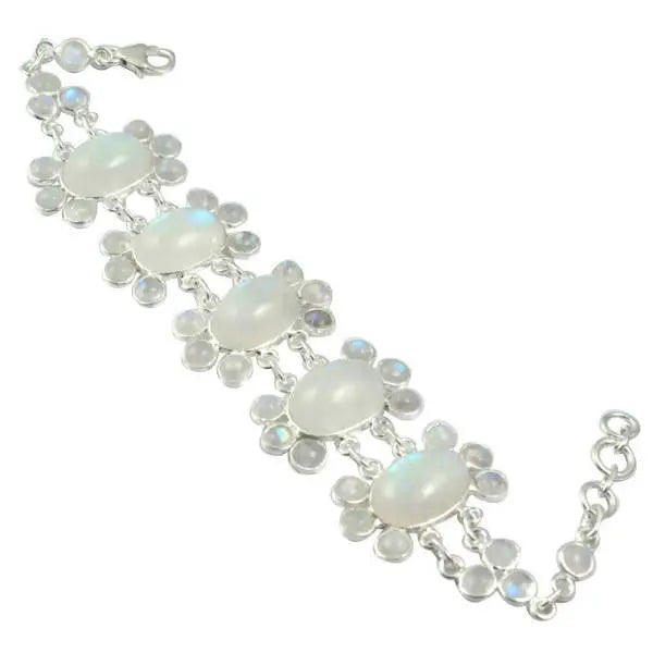 Bracelet Éclatant en Pierre de Lune Irisée "Flocon" | Bijoux Chakra