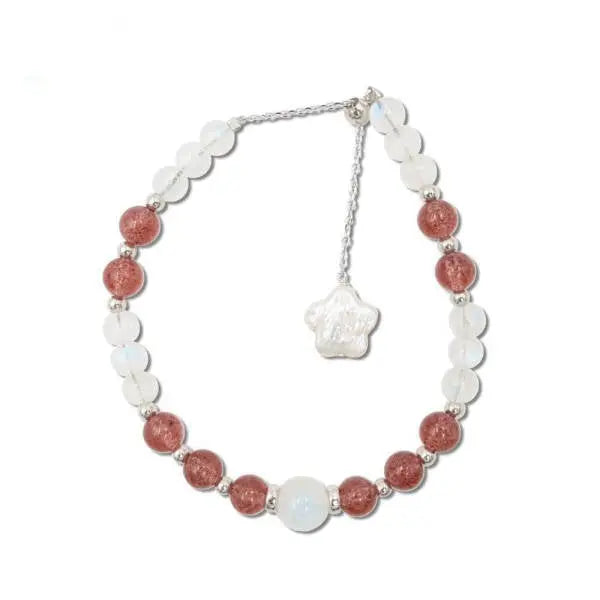 Bracelet en Pierre de Lune Rose "Fraise" Envoûtant | Bijoux Chakra