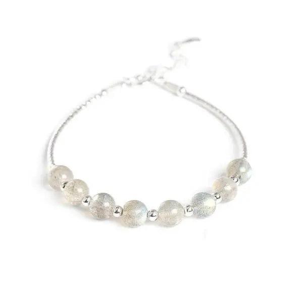 Bracelet ajustable en argent avec Pierre de Lune "Adulaire" | Bijoux Chakra
