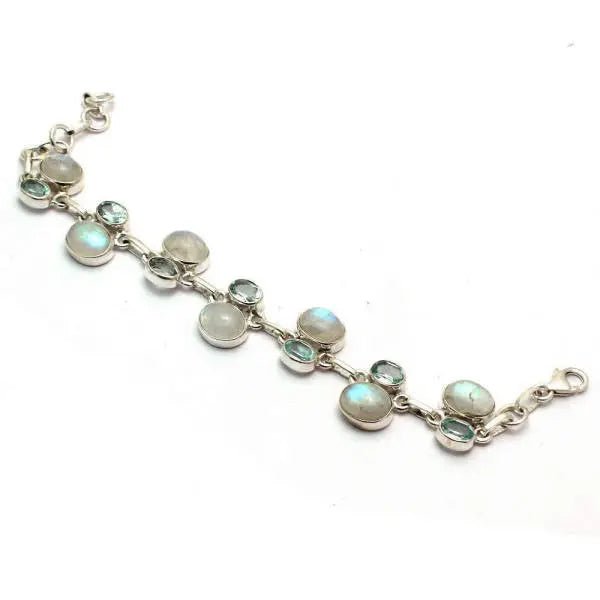 Bracelet Éloquent en Topaze et Pierre de Lune "Grace Féminine" | Bijoux Chakra
