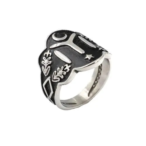 Chevalière Européenne en Acier au Motif de Lune | Bijoux Chakra