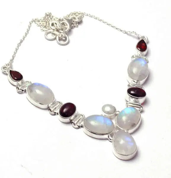 Collier Éclatant en Argent pour Femme avec Pierre de Lune « Gaia » | Bijoux Chakra