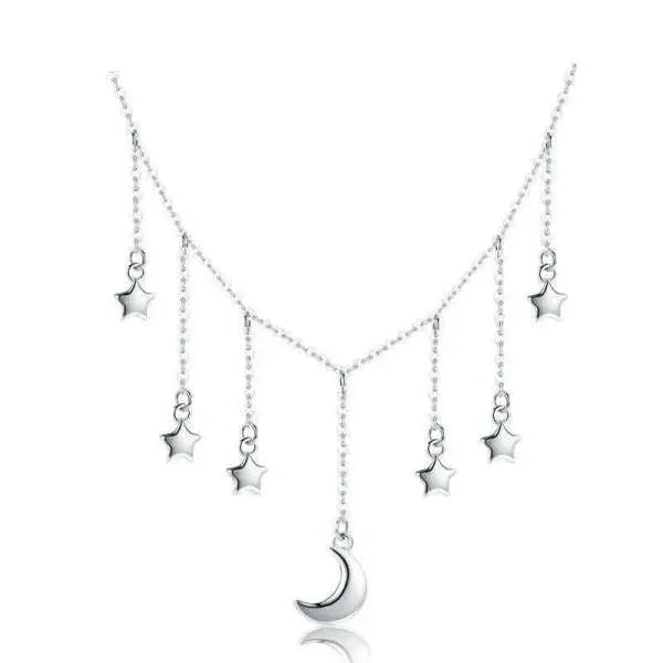 Élégant Collier "Étoiles Filantes" avec Médaillon Lune | Bijoux Chakra